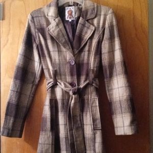 Coat tan/brown checker print